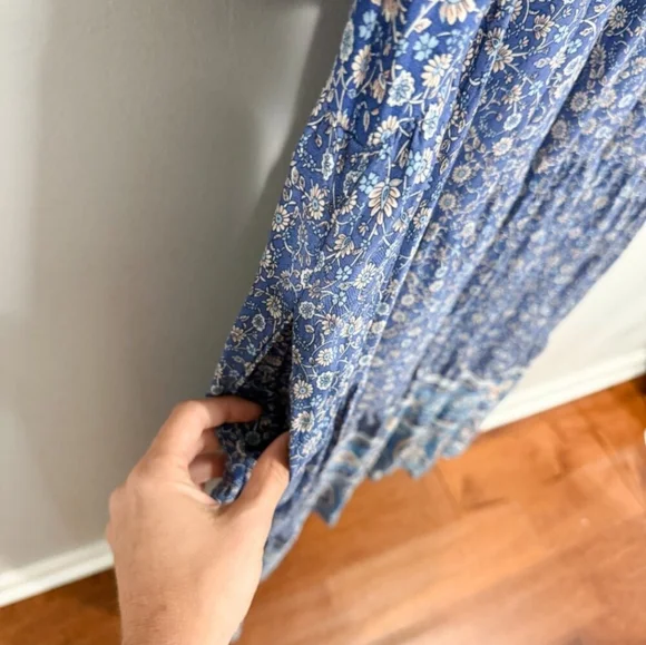 Natural Life Rebecca Midi Dress Blue Boho Cottagecore Style | Size M - Picture 6 of 7